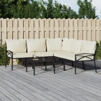 vidaXL 6-Piece Steel Garden Lounge Set with Sand Cushions