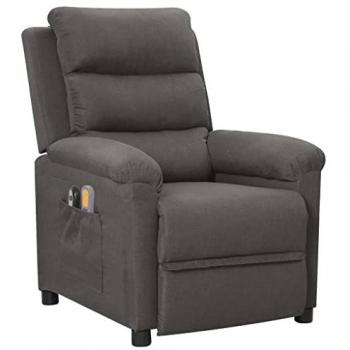 Sillón de masaje eléctrico reclinable en tela gris oscuro con respaldo ajustable y reposapiés, ideal para oficina, estudio, casa o sofá