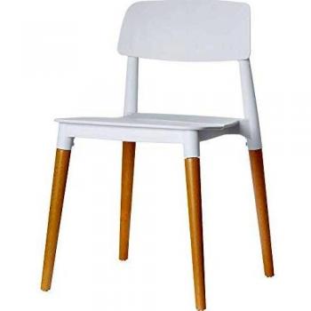 Set de 2 Sillas Visitantes Glamwood, Estructura de Madera, Asiento de Plástico Blanco