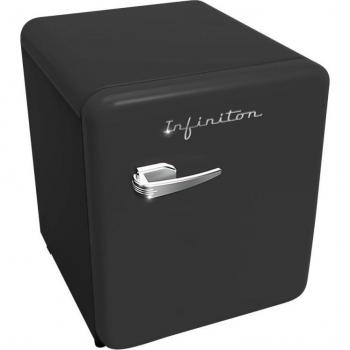 INFINITON CL-V48 - Frigorífico Vintage, Negro, 46L, 1 puerta, Chilling Area, Tirador vintage Look Inox, Silencio 41dB