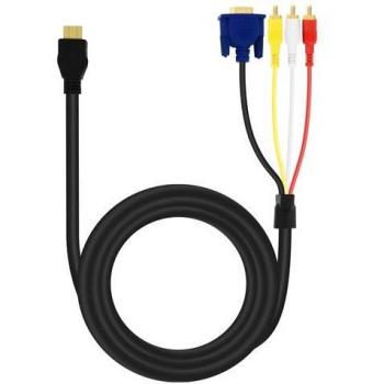 Cable Adaptador de Vídeo HDMI a 3x RCA Macho y VGA Macho 1,5m A4001 LinQ