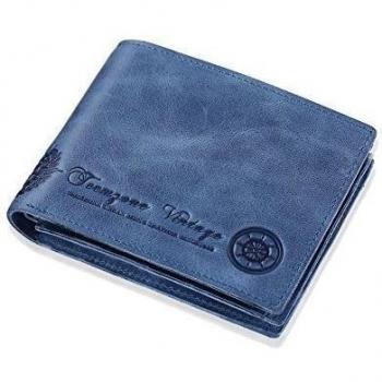 Teemzone Cartera Retro de Cuero Autentica Billetero Hombre monedero Corta