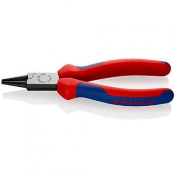 KNIPEX 22 02 160 Alicate con bocas redondas negro atramentado con fundas en dos componentes 160 mm