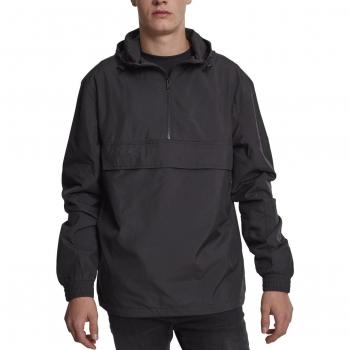 Urban Classics Basic Black Pullover Parka Jacket for Men - 2XL