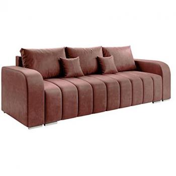 Sofá-cama Muncie 106 con caja de ropa de cama, color Manila 29, dimensiones 244x86x90cm