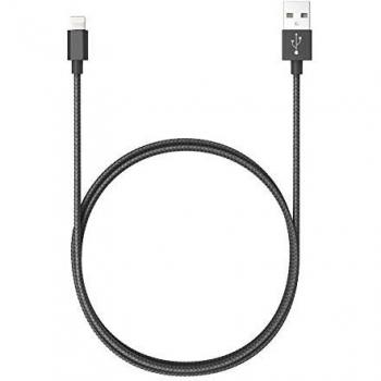 Cable Cargador Lightning a USB Macho Blaupunkt BLP0213.133, Carga Rápida, Nylon Trenzado, 1.2m, Negro
