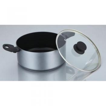 Oroley - Cazuela Alta Inducción Ecosilver | Antiadherente | Ecológica | con Tapa de Vidrio | Hecha de Aluminio Prensado | Sin PFOA | 24 cm