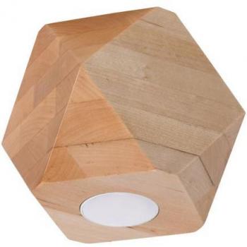 Aplique de Techo LEDBOX Woody en Madera Natural con 1 Foco GU10 Downlight de Superficie 12cm