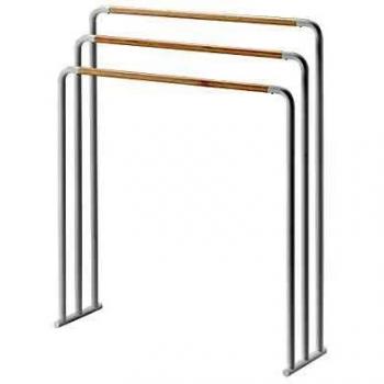 Soporte de Toallas Freestanding Yamazaki - Blanco - 3 Niveles - Madera Natural - 70x19x83cm