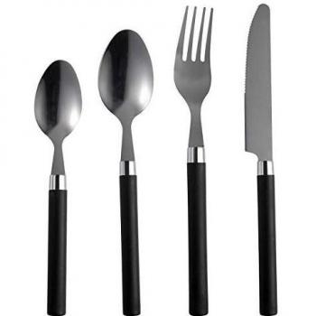 Renberg Set 24 Piezas cubertería Acero Inoxidable, Blacky, Negro