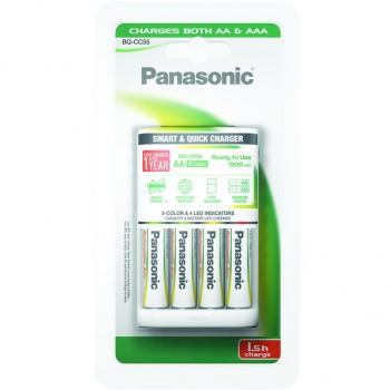 Cargador Rápido Panasonic BQ-CC55 para 4 Pilas AA/AAA + 4 Pilas AA Ready to Use