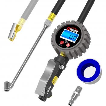 Oasser Manómetro Presión Neumáticos Digital 0-18bar Manómetro Inflador Neumáticos para Compresor Medidor Presión Neumáticos Profesional Portátil para Coche Moto Bicicleta y Camión 0-255psi P5