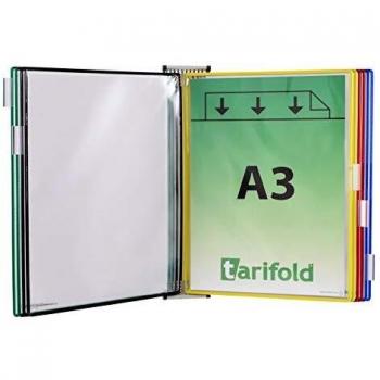 Tarifold Es 413109 - Expositor de pared A3 para catálogos con 10 fundas PVC, colores surtidos