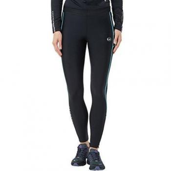 Ultrasport Pantalones largos de correr para mujer, con efecto de compresión y función de secado rápido, Negro/Turquesa, XS