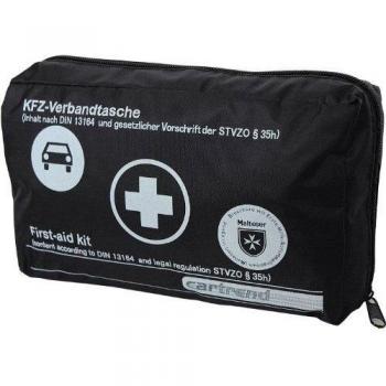 Cartrend 7730043 Kit de primeros auxilios, negro, DIN 13164, con manual de primeros auxilios
