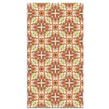 Alfombra Vinílica Estilo Hidráulico Oriental Naranja 100x140 cm - Antideslizante e Ignífuga para Cocina y Salón