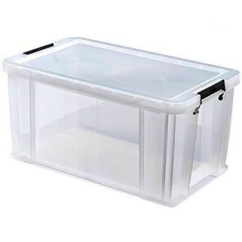 Whitefurze Contenedor con Abrazadera de Acero, plástico, Natural, 54L.