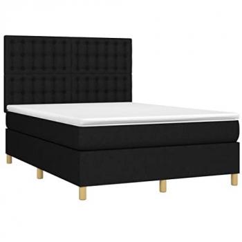 Cama box spring colchón y luces LED tela negro 140x200 cm vidaXL - Negro