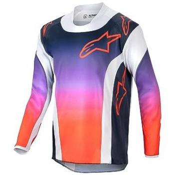 Maillot Juvenil de Motocross Alpinestars Racer Hoen - Blanco Rojo Azul (S) y Gris Claro-Naranja-Negro
