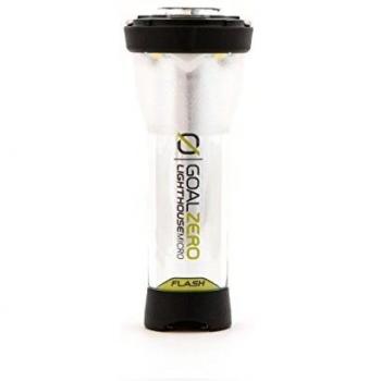 Goal Zero Lighthouse Micro Flash Lamp Lantern Flash Light Torch USB Recargeable Regulable IPX6 Rated Built-in Flashlight 68g Weight USB Port Input 150 Lumen Solar Ready