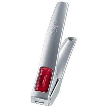 Westmark Prensa de ajo con compartimento grande y elemento de limpieza, Longitud 16.2 cm, Aluminio/plástico, plata/rojo, 30082260
