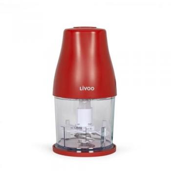 Picadora eléctrica Livoo DOP244R - 400W - 1 velocidad y turbo - Bol graduado de 300 ml - 2 cuchillas de acero inoxidable
