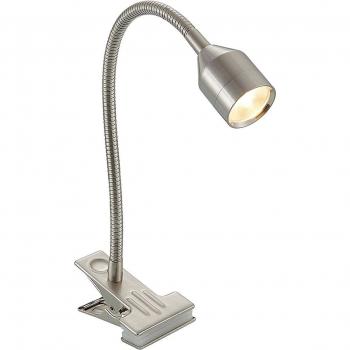 Lámpara de pinza LED Lindby Djamila, moderna, níquel satén, hecha de metal, para salón y comedor, 1 llama