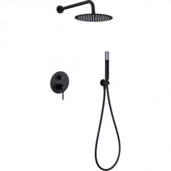 Conjunto de ducha monomando empotrado negro mate Monza Imex GPM039/NG