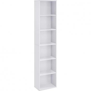 Estantería Escandinava de 6 Estantes en Blanco, Ideal para Salón, Estudio, Oficina y Dormitorio, Diseño Moderno y Funcional, Dimensiones: 40 x 24 x 178.5 cm
