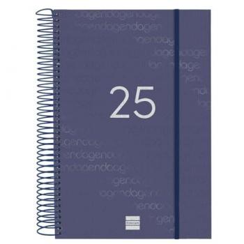 Finocam - Agenda Espiral Year 2025 Azul 1 Día Página Enero 2025 - Diciembre 2025 (12 meses) Español