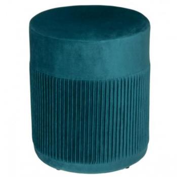 Pouf de Terciopelo Azul Cerceta Nofy - D 31 x H 38 cm