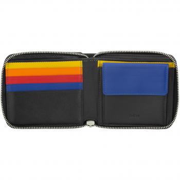 Dudu - Cartera mediana de hombre de piel con cremallera, RFID, pequeño monedero, 6 ranuras para tarjetas