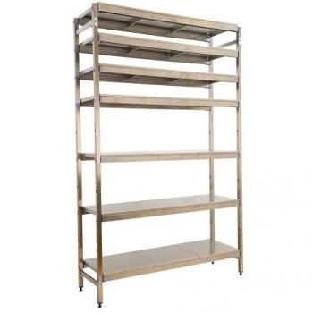 Estantería de acero inoxidable Simoninox 7SS/2000x1660x400 mm, capacidad de 200 kg de punto flexión, 7 estantes, ideal para uso industrial y cocina profesional