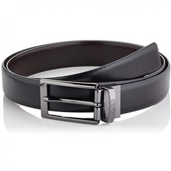 Cinturón de Piel Reversible HUGO Elvio Negro para Hombre (90 cm) con Logo-Prensado y Hebilla Metálica
