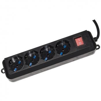 Multipresa 4 Tomas Universales Ita/Schuko 10/16 A - Enchufe 16 A con Interruptor Color Negro