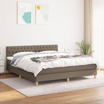 Cama Box Spring con colchón de tela gris taupe 180x200 cm Tortorra