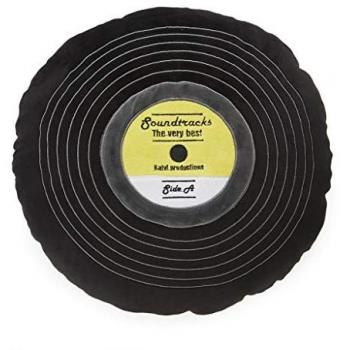 Cojín Extra Suave en Forma de Vinilo Negro con Bordados Soundtracks Balvi
