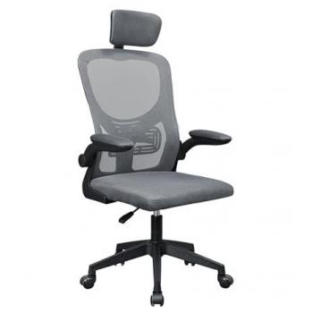 Silla Gaming Ergonómica MGC-Ergo Plus con Respaldo de Malla Transpirable, Soporte Lumbar Adaptable, Altura Regulable y Reposabrazos Plegables en Gris y Negro