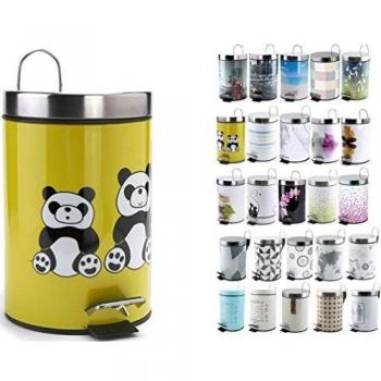 MSV Panda Cubo de Basura con Pedal 3 L, Acero Inoxidable, Amarillo, 25.6x16.5x16.5 cm