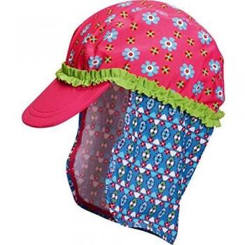Gorra de Sol para Niñas con Protección UV y Diseño de Flores Rosa