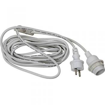 Portalámpara E27 Ute con cable de 5 m, blanco, versátil y apto para exteriores