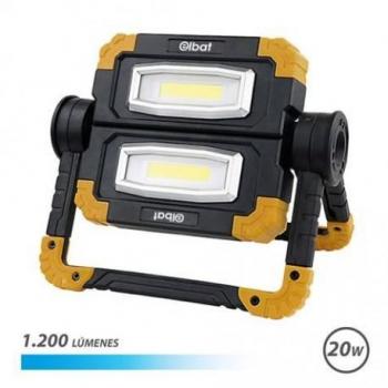 Elbat Foco Led Recargable 20W - 1200 Lumenes - Luz Fria 6500K - Bateria 5000mAh