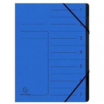Clasificador A4 Exacompta, 7 compartimentos, con gomas, color azul