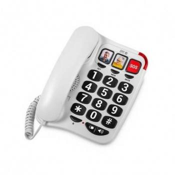 Teléfono Fijo SPC Comfort Numbers 2 Blanco con Pantalla, Manos Libres y Teclas Grandes