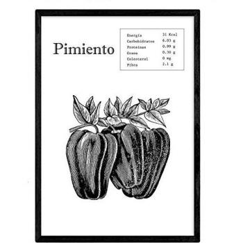 Póster de Pimiento - Lámina de Frutas y Verduras Sin Marco Tamaño A4