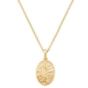 Collar de Plata 925 Dorada con Medalla de la Virgen de Fátima para Mujer - Amen CLFAGP