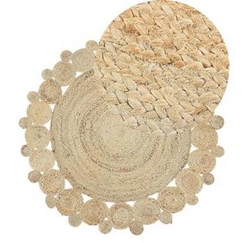 Alfombra de yute beige redonda Ø 120 cm estilo boho rústico moderno
