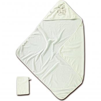 Bebé Boum 90 x 90cm súper blando / doble capa con capucha toalla de baño Set con Pitufo Imprimir para recién nacido