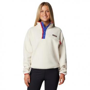 Columbia Helvetia II Cropped Half Snap Fleece Sudadera con Cremallera para Mujer, Forro Polar, Color Blanco, Talla L