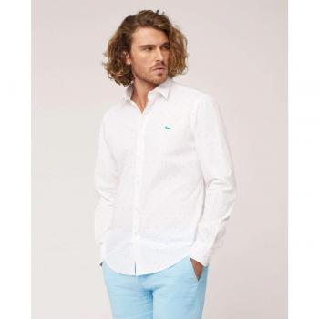 Camisa Harmont And Blaine - Popelín de hombre corte regular con microlunares blanca